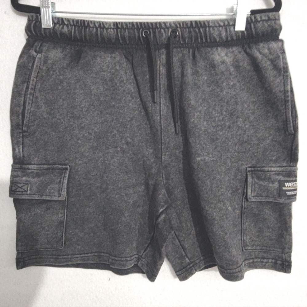 WEZC MARTY CARGO SHORTS ENZYME‎ WASHER  CARGO SWEATSHIRTS acid Wash grey L